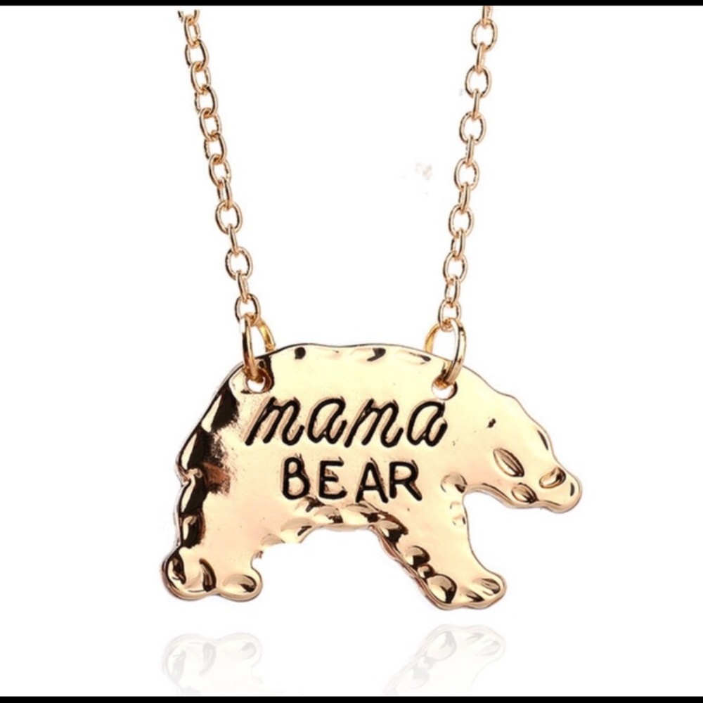 Momma Bear Gold Tone Necklace